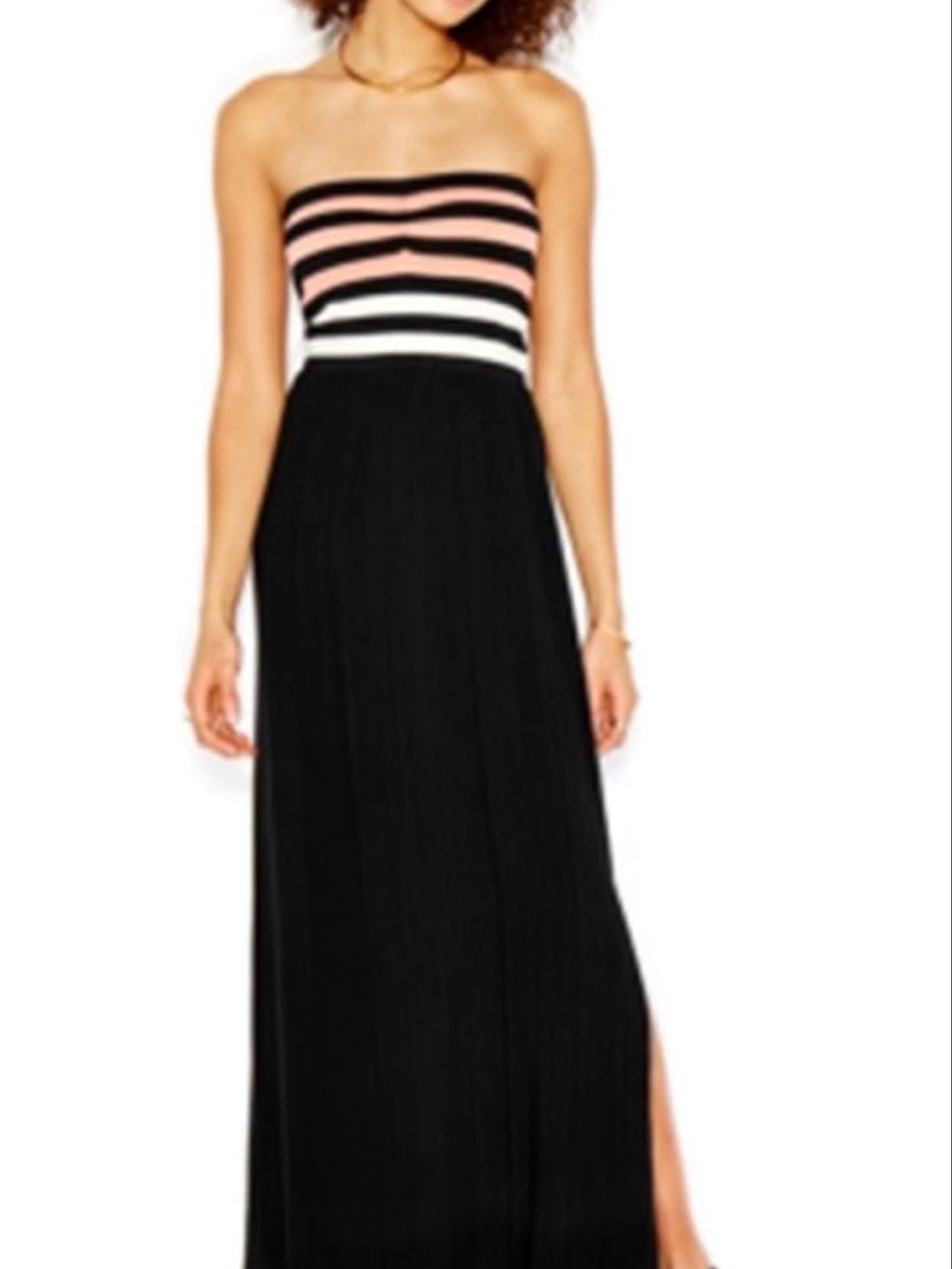 RACHEL Rachel Roy Strapless Orange White and Black Bandeau Maxi Dress